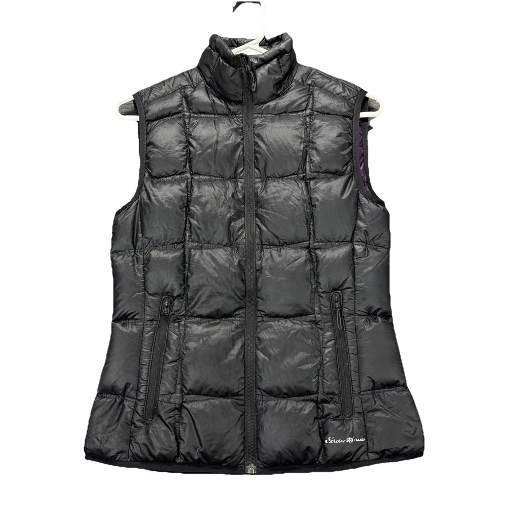 Eddie Bauer First Ascent Puffer Vest Women's XS Black Goose‎ Down Quilted
